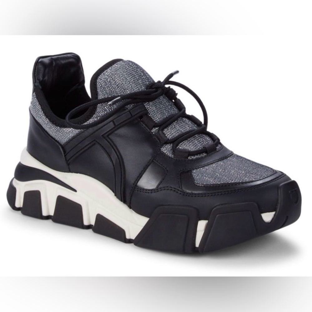 Salvatore Ferragamo Black and Silver Sneakers women size 10